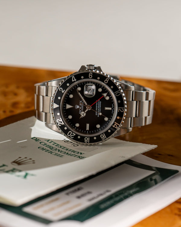 Rolex Watch GMT-Master II 16710 - Black Bezel - Papers + Service Card (2002)