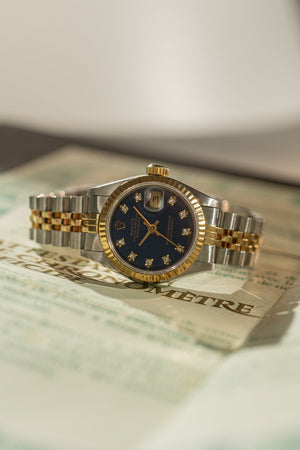 Rolex Lady-Datejust 26 69173 - Blue Diamond Dial - With Papers (1988)