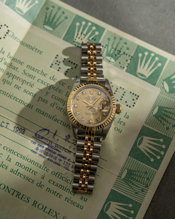 Rolex Lady-Datejust 26 69173 - Champagne Diamond Dial - With Papers (1993)