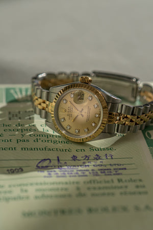 Rolex Lady-Datejust 26 69173 - Champagne Diamond Dial - With Papers (1993)