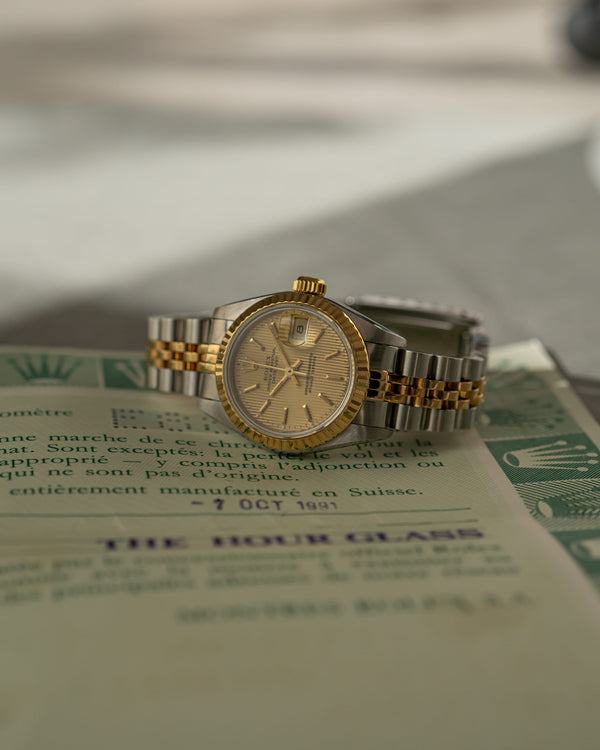 Rolex Lady-Datejust 26 69173 - Champagne Tapestry Dial - With Papers (1991)