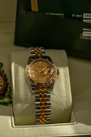 Rolex Lady-Datejust 28 179173 - Champagne Mother of Pearl Dial - Box & Card (2007)