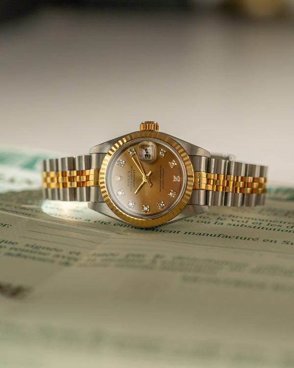Rolex Watch Lady-Datejust 69173 - Champagne Diamond Dial - Papers & Serial Tag - 1994