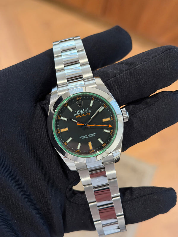 Rolex Watch Milgauss 116400GV - Black Dial - Papers & Serial Tag - 2009
