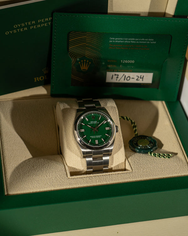 Rolex Oyster Perpetual 36 126000 Green Dial – Full Set (2024)