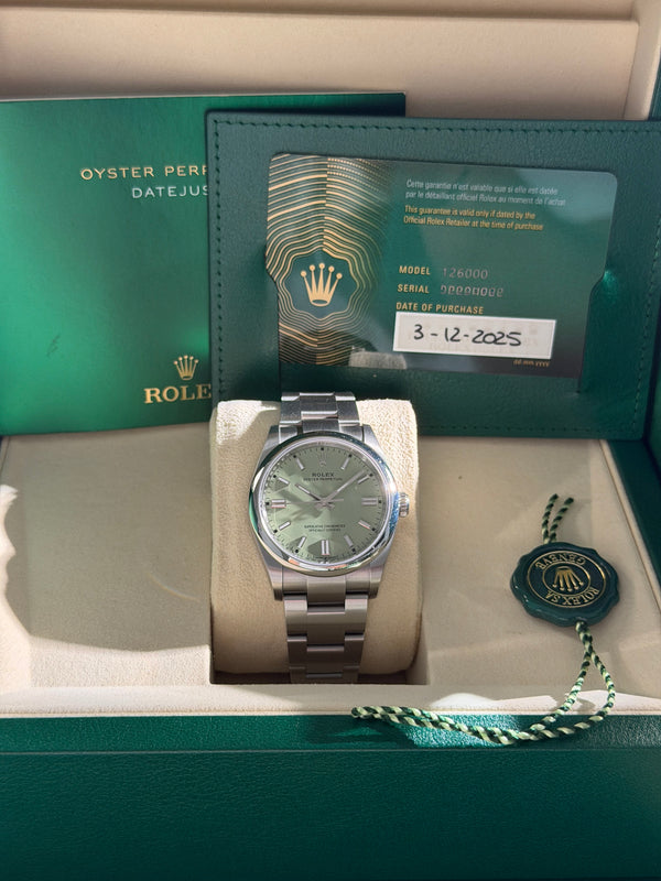 Rolex Watch Oyster Perpetual 36 126000 - Pistachio Green Dial - Full Set - 2025
