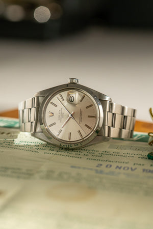 Rolex Watch Oyster Perpetual Date 1500 - Silver Dial - Papers & Serial Tag - 1980