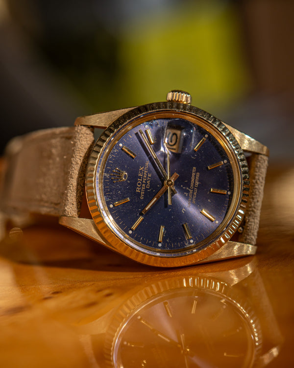 Rolex Watch Oyster Perpetual Date 15037 - Blue Dial 14k Yellow Gold - Watch Only (1987)