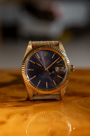 Rolex Watch Oyster Perpetual Date 15037 - Blue Dial 14k Yellow Gold - Watch Only (1987)