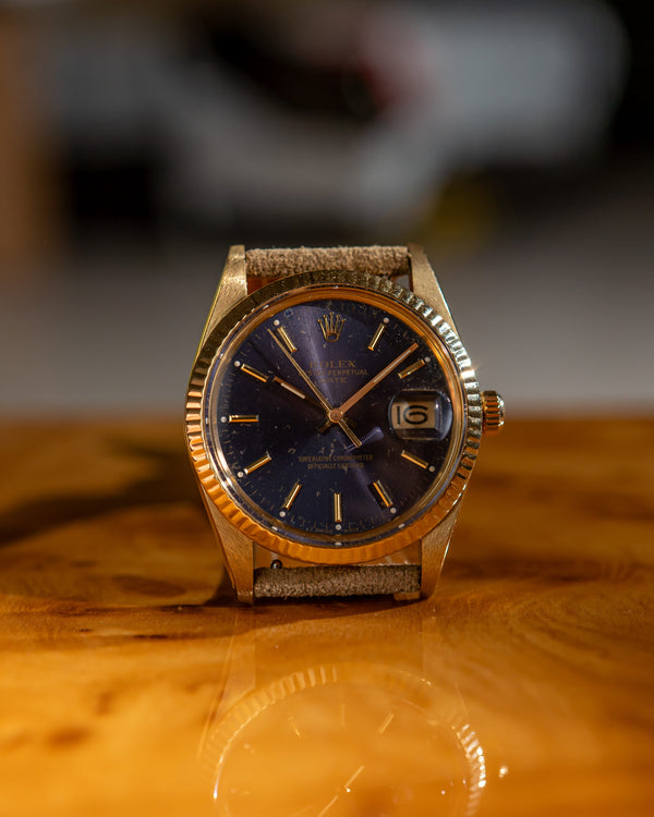 Rolex Watch Oyster Perpetual Date 15037 - Blue Dial 14k Yellow Gold - Watch Only (1987)