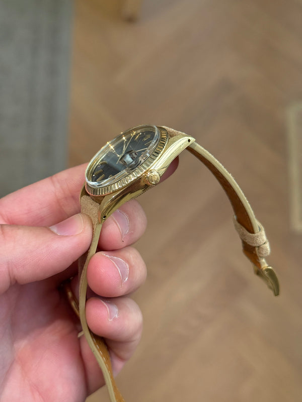 Rolex Watch Oyster Perpetual Date 15037 - Blue Dial 14k Yellow Gold - Watch Only (1987)