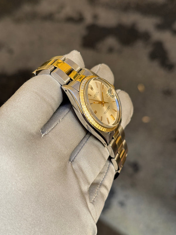 Rolex Watch Oyster Perpetual Date 1505 - Two-Tone Silver Dial - Watch Only - 1978