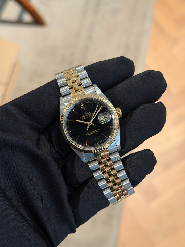 Rolex Watch Rolex Datejust 36 16233 - Black Dial Two-Tone Jubilee - Cert - 1999