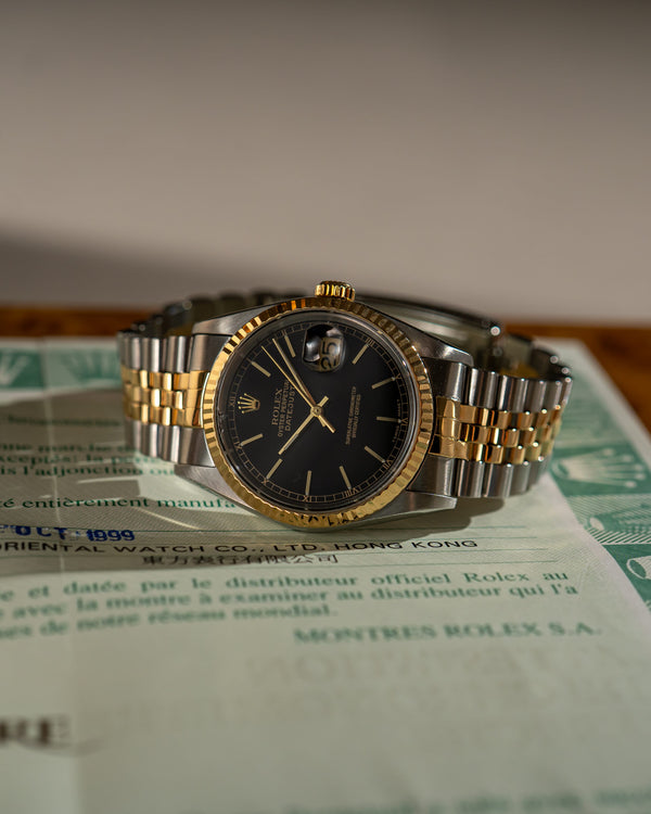 Rolex Watch Rolex Datejust 36 16233 - Black Dial Two-Tone Jubilee - Cert - 1999