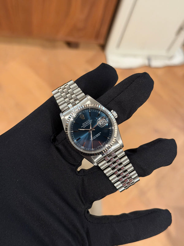 Rolex Watch Rolex Datejust 36 16234 - Blue Dial White Gold Fluted Bezel Jubilee - Watch Only - ca. 1996