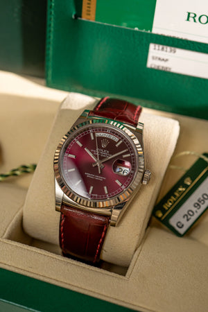 Rolex Watch Rolex Day-Date 36 White Gold Cherry Dial 118139 - Box & Card - 2015