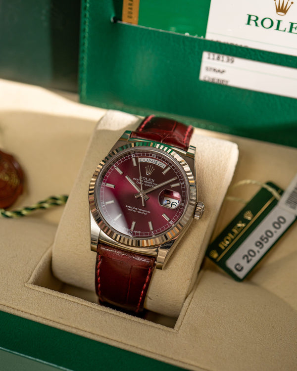 Rolex Watch Rolex Day-Date 36 White Gold Cherry Dial 118139 - Box & Card - 2015