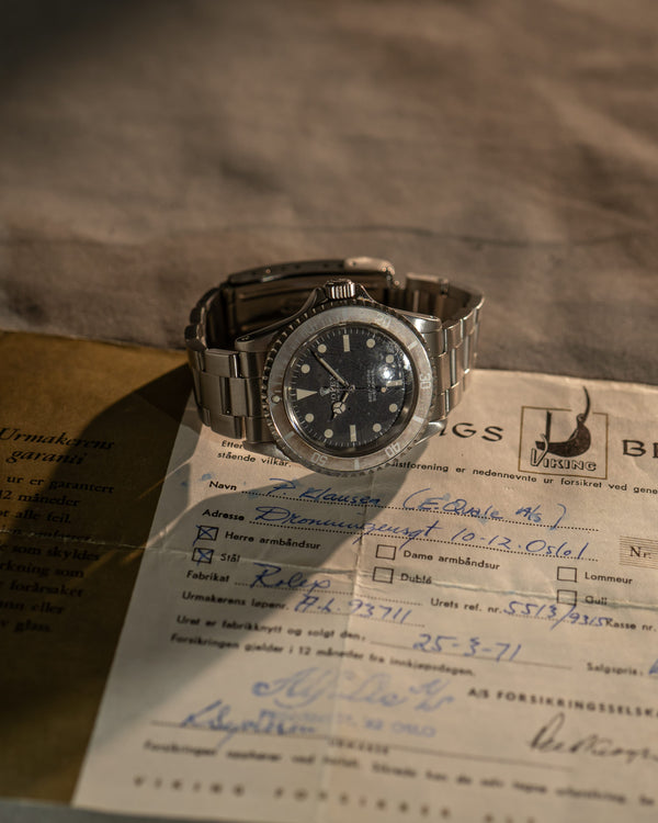 Rolex Watch Submariner 5513 - Meters First Matte Dial - Original Insurance Papers - 1971