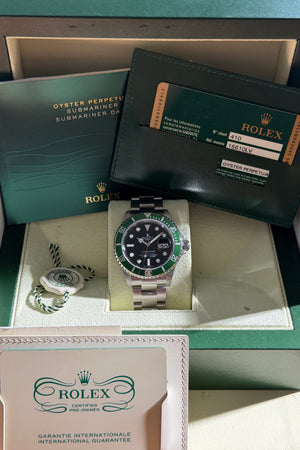 Rolex Watch Submariner Date 16610LV Kermit - Green Bezel - Full Set with RCP Certificate - 2007