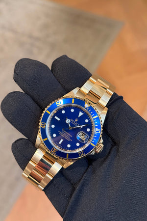 Rolex Watch Submariner Date 16618 - Yellow Gold Blue Dial - NOS - unworn - 2007
