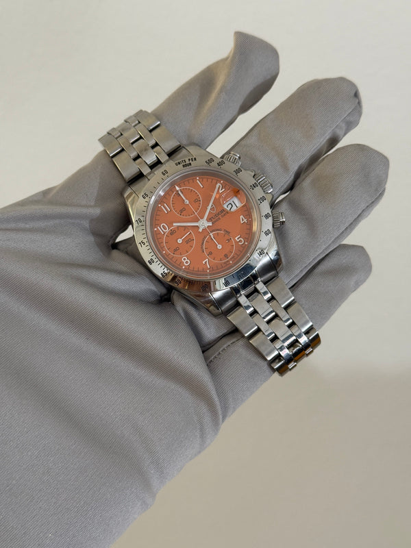 Tudor Watch Prince Date Chrono Time 79280P - Orange Dial - Box & Papers - 2006