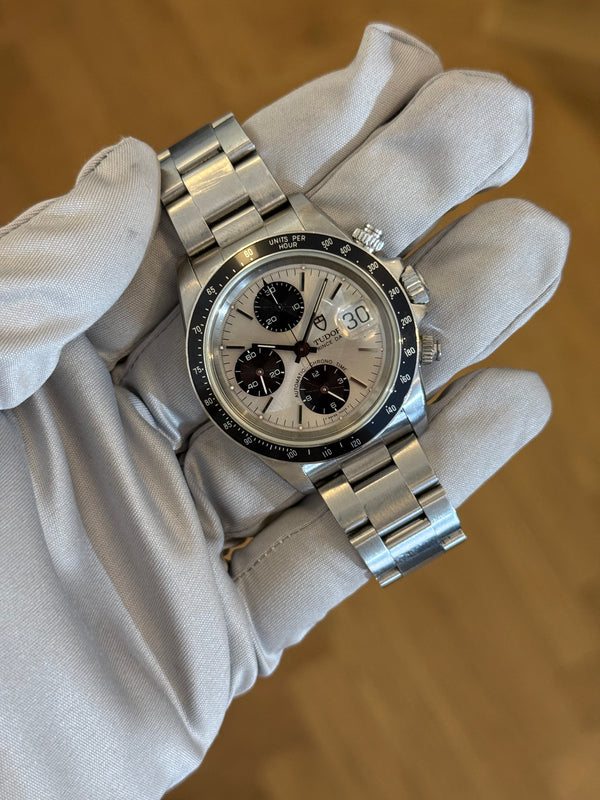 Tudor Watch Prince Date Chronograph 79260 - Silver Dial Big Block - Full Set - 1997