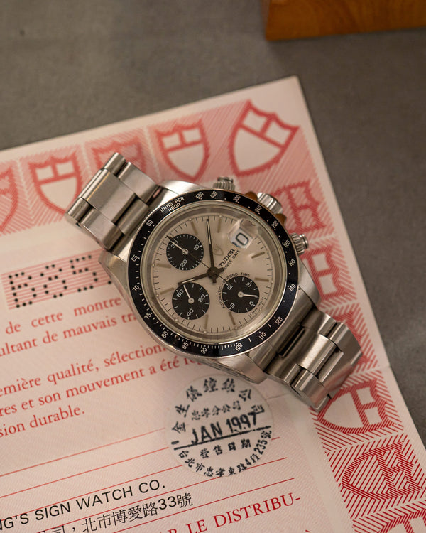 Tudor Watch Prince Date Chronograph 79260 - Silver Dial Big Block - Full Set - 1997