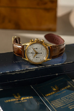 Universal Geneve Watch Compax 184.450 - 18K Yellow Gold No. 45 Limited Edition of 100 - Box & Papers - 1995